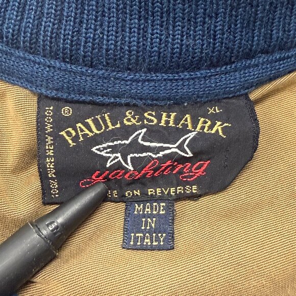 Paul & Shark Sweater Mens XL Italian Wool Blue Gray Striped Crewneck Pullover - Picture 7 of 9